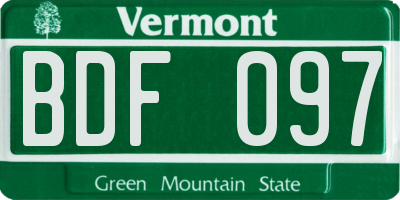 VT license plate BDF097