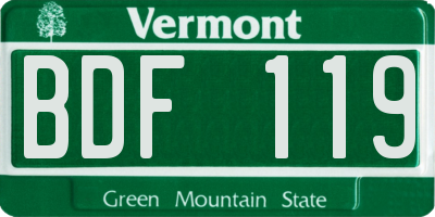 VT license plate BDF119