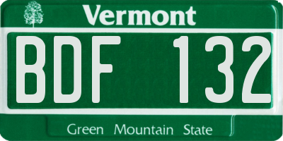 VT license plate BDF132