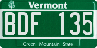 VT license plate BDF135