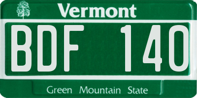VT license plate BDF140