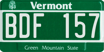 VT license plate BDF157