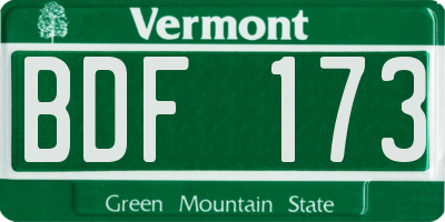 VT license plate BDF173
