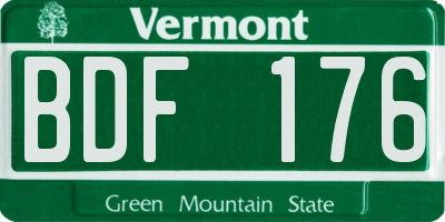 VT license plate BDF176