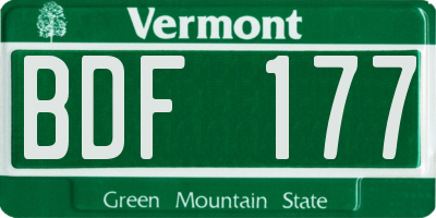 VT license plate BDF177