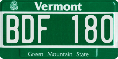 VT license plate BDF180