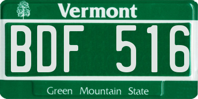 VT license plate BDF516