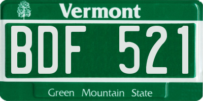 VT license plate BDF521