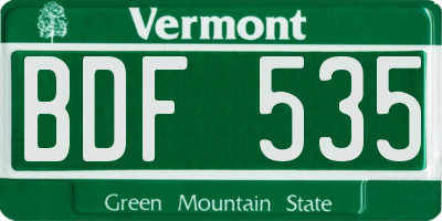VT license plate BDF535