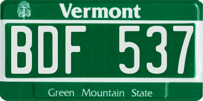 VT license plate BDF537