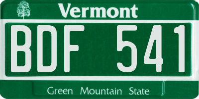 VT license plate BDF541