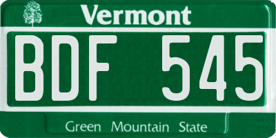 VT license plate BDF545