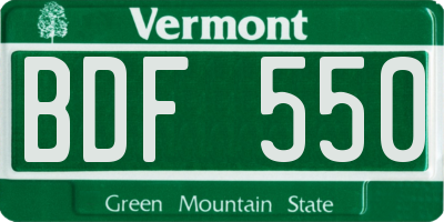 VT license plate BDF550