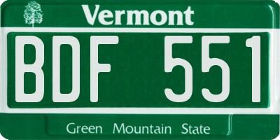 VT license plate BDF551