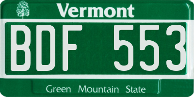 VT license plate BDF553