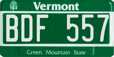 VT license plate BDF557