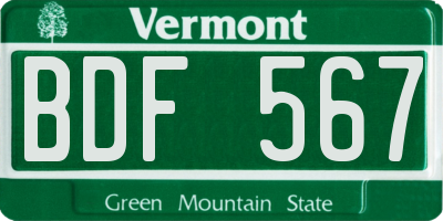 VT license plate BDF567