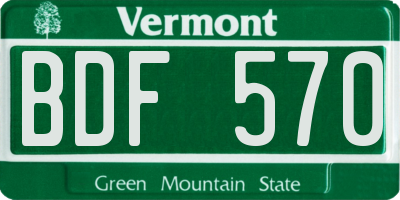 VT license plate BDF570