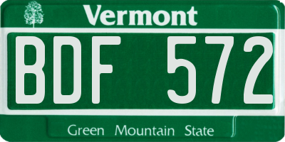 VT license plate BDF572
