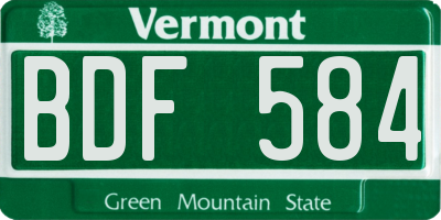VT license plate BDF584