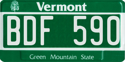 VT license plate BDF590