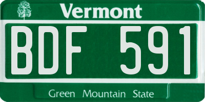 VT license plate BDF591
