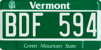 VT license plate BDF594