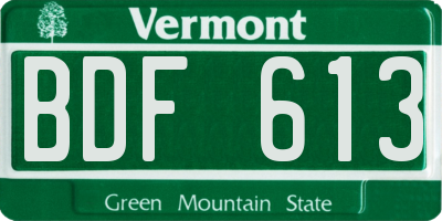 VT license plate BDF613