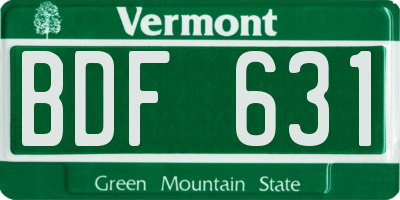 VT license plate BDF631