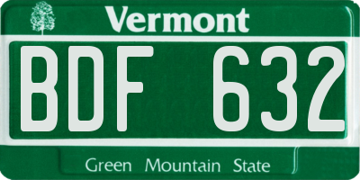 VT license plate BDF632