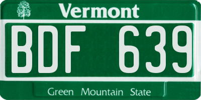 VT license plate BDF639