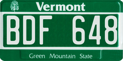 VT license plate BDF648