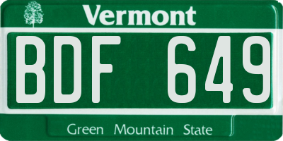 VT license plate BDF649