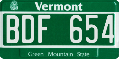 VT license plate BDF654
