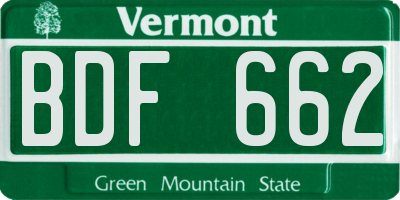 VT license plate BDF662