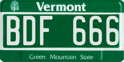 VT license plate BDF666