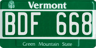 VT license plate BDF668