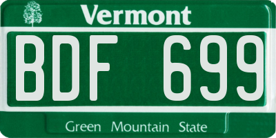 VT license plate BDF699