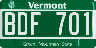 VT license plate BDF701