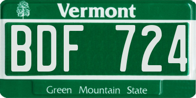 VT license plate BDF724