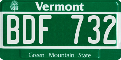 VT license plate BDF732
