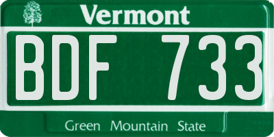 VT license plate BDF733