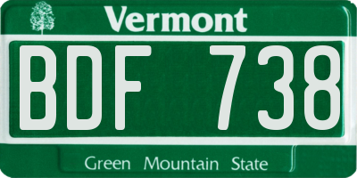VT license plate BDF738
