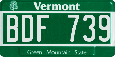 VT license plate BDF739