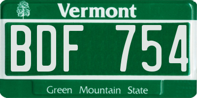 VT license plate BDF754