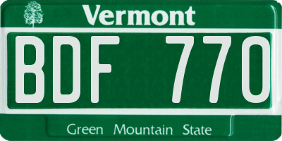 VT license plate BDF770