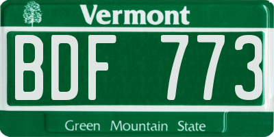 VT license plate BDF773