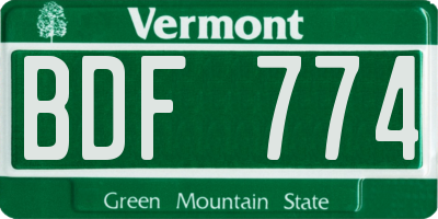 VT license plate BDF774