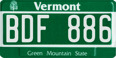 VT license plate BDF886