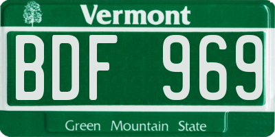 VT license plate BDF969